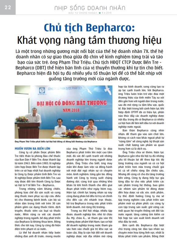 Khát vọng nâng tầm thương hiệu từ Chủ tịch Bepharco