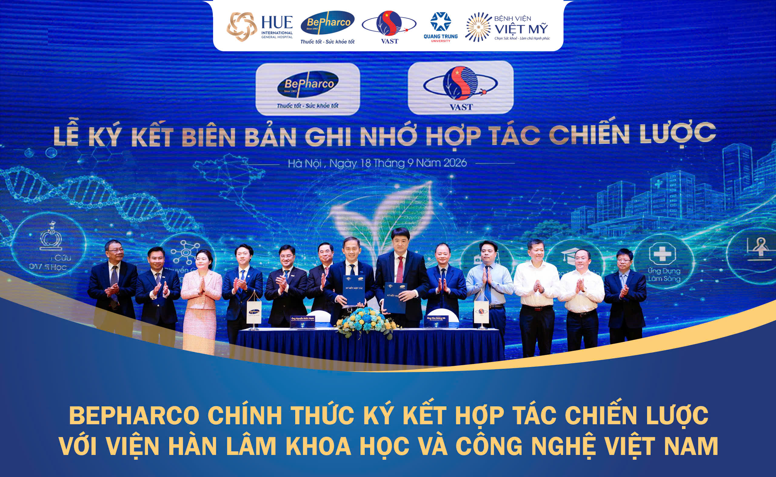 BEPHARCO CHÍNH THỨC KÝ KẾT HỢP TÁC CHIẾN LƯỢC VỚI VIỆN HÀN LÂM KHOA HỌC VÀ CÔNG NGHỆ VIỆT NAM